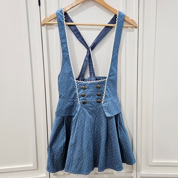 (시크릿 허니) 데님톤 도트 코르셋 원피스