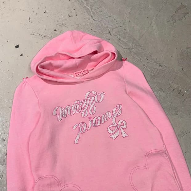 메조피아노 mezzo piano 빈티지 핑크 도트 후드티 리본 