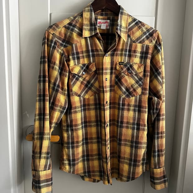 90s Wrangler 웨스턴 체크 셔츠