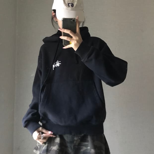 스투시 블랙 후드티