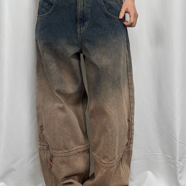 마뗑킴 그라데이션 브러쉬 데님 팬츠