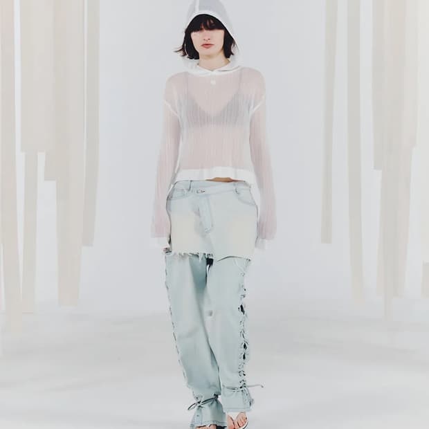 세릭 CERRIC SHEER LOGO HOOD KNIT / WHITE