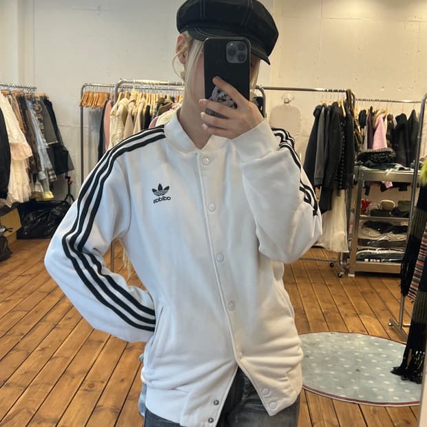 아디다스 화이트 베이스볼 자켓