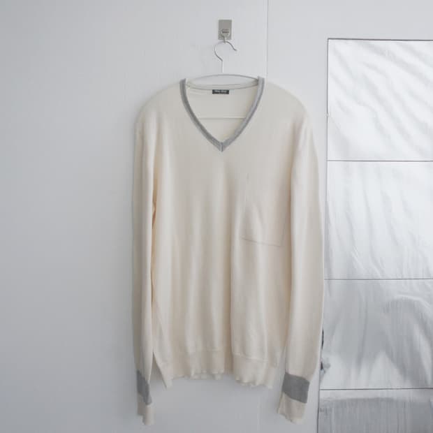 miumiu inside pocket v neck knit