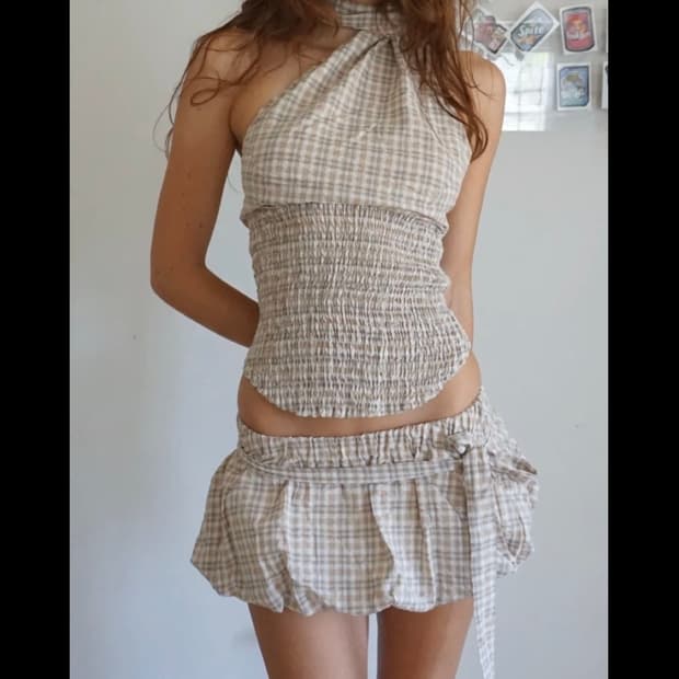Blondita 블론디타 영국브랜드 체크 탑 & 버블 스커트 Set