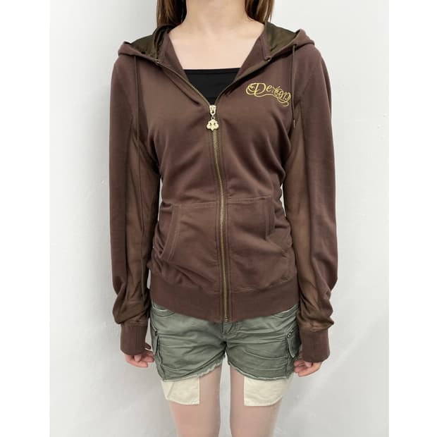 y2k 메쉬 자수 디테일 후드집업 *레어