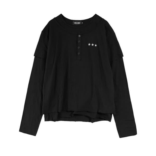 Layered Cross Long Sleeve Black