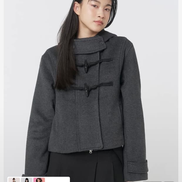 미세키서울 더플 후디 숏코트 차콜