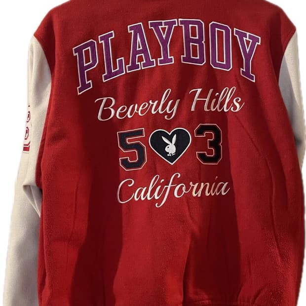 플레이보이 x 팩선 53 바시티 자켓 레드