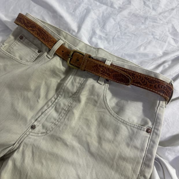 빈티지 카빙 레더 벨트