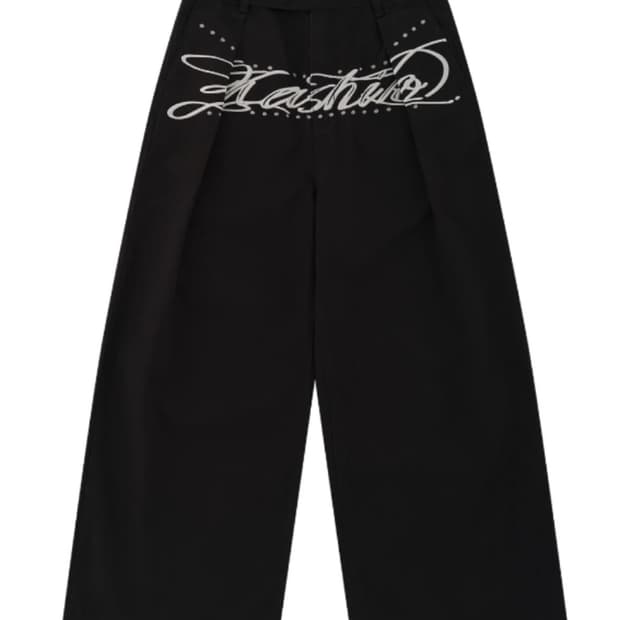 [S] 카시코 엠브로이드 핀턱 와이드 팬츠 블랙