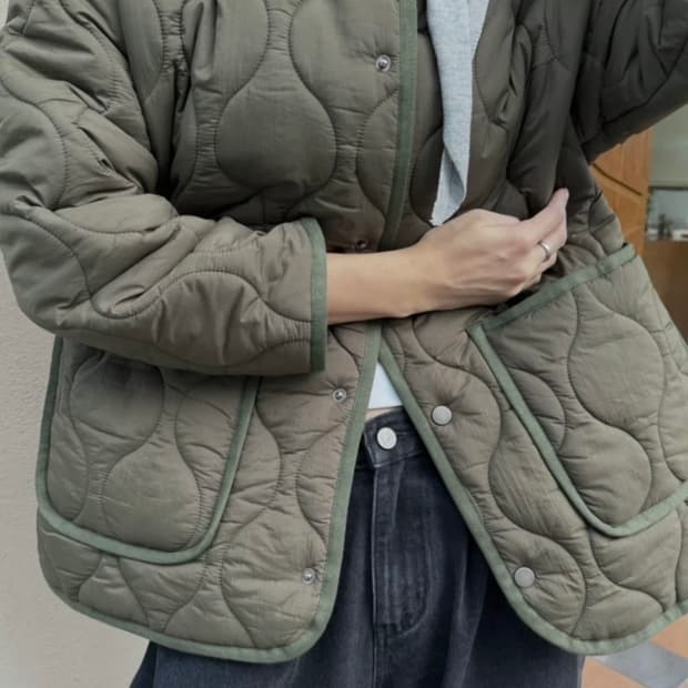 [미 시착 새 상품] 돈비레잇 퀼팅 자켓 카키