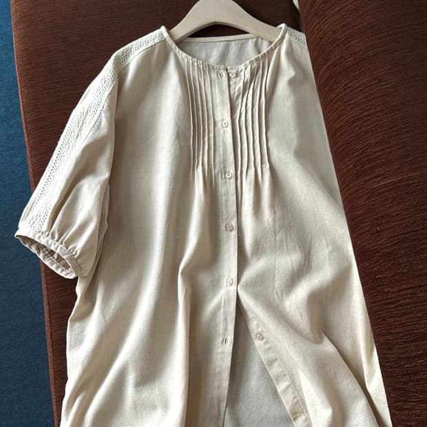 Natural fabric design lace shirt top