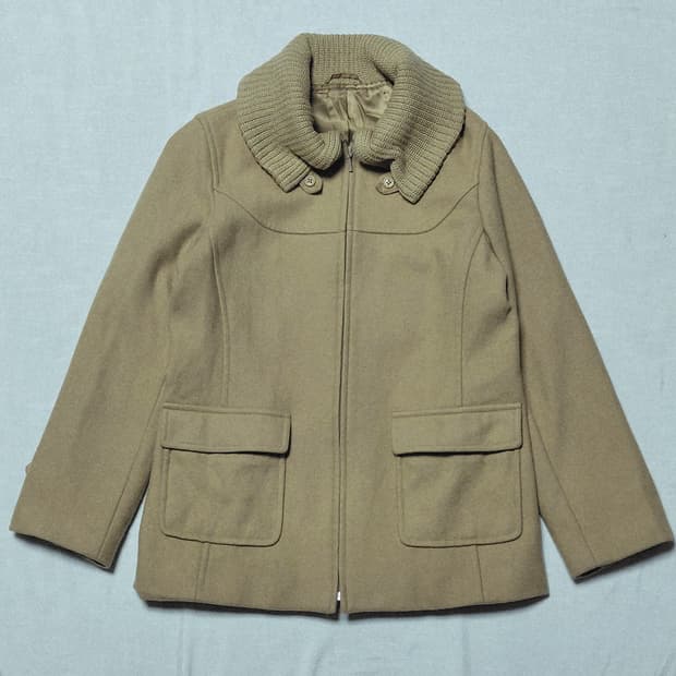 [울 90%] COMME CA ISM(콤사 이즘) 니트 칼라 울 코트