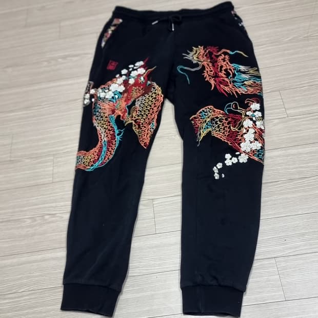 일본제 드레곤나가 일본빈티지 블랙 용 자수 조거팬츠 트레이닝(실측)