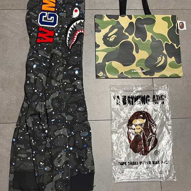 베이프 스페이스 카모 흑계 샤크 후드집업