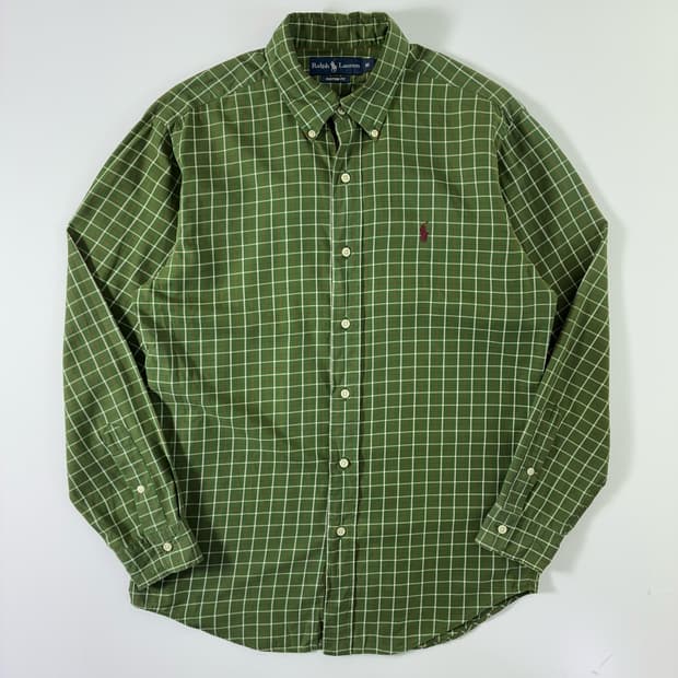 Polo  폴로 랄프로렌 자수 코튼 그린 체크셔츠