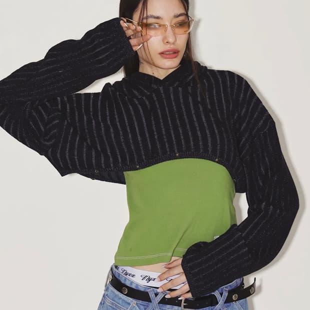 엔와이엑스엑스 후디 NYXX RIBBED KNIT HOOD BOLERO 