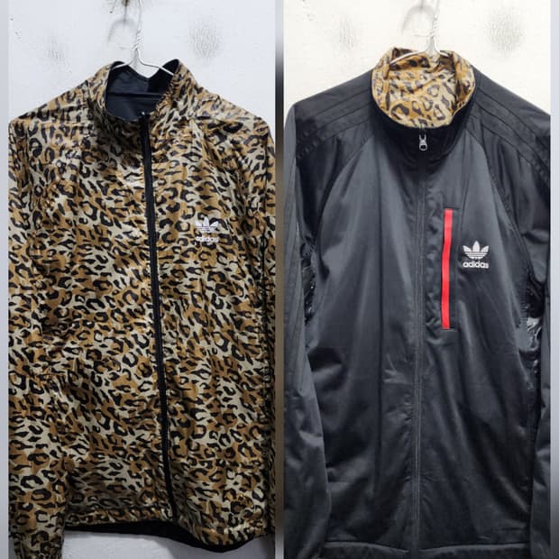 (리버시블) 아디다스 레오파드 호피무늬 양면 바람막이 