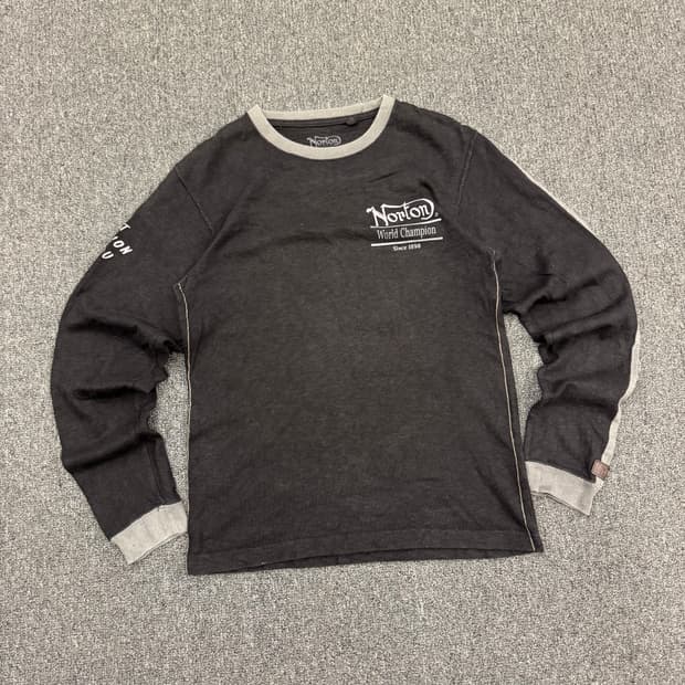 M)NorTon 빈티지 자수&프린팅 배색 롱슬리브