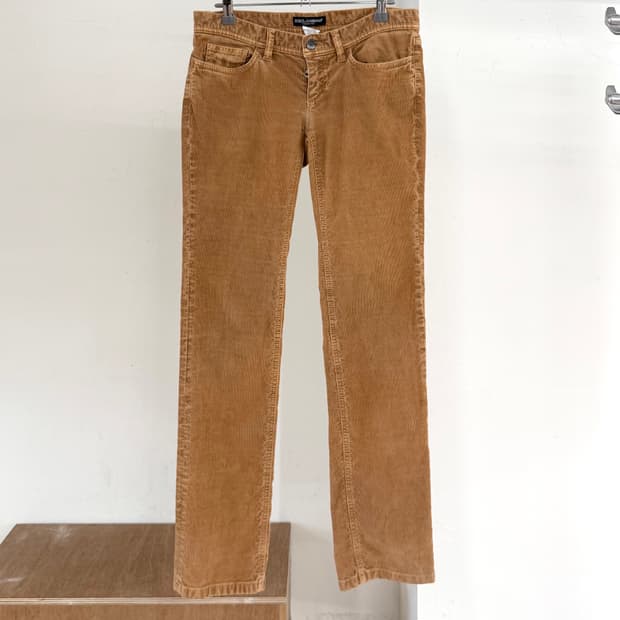 돌체앤가바나 카라멜 코듀로이 로우라이즈 팬츠