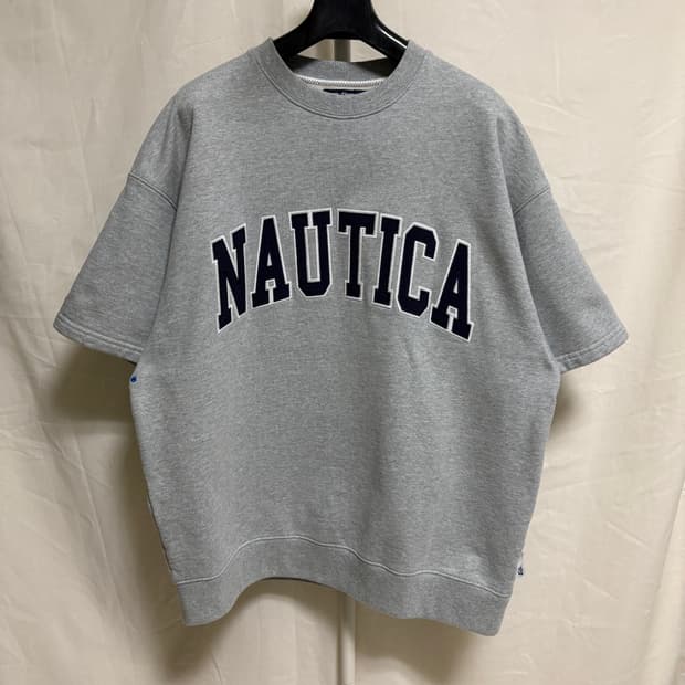 노티카 빈티지 컬렉션 아치로고 반팔 맨투맨 하프 스웻셔츠 / 그레이,XL