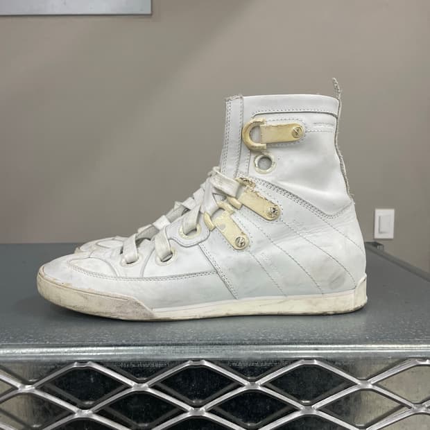 디올 옴므 09SS 올 화이트 하이탑 EU41