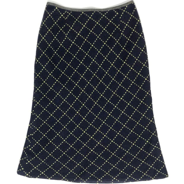 Vintage 네이비 체크 미디스커트 