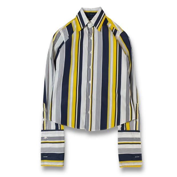 폴로랄프로렌 블루 옐로우 화이트 스트라이프 긴팔 셔츠 스키니핏 2