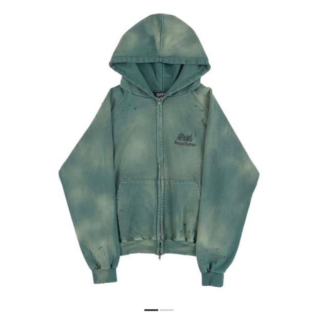 선데이오프클럽 뷰티 집업 후드 워시드 그린