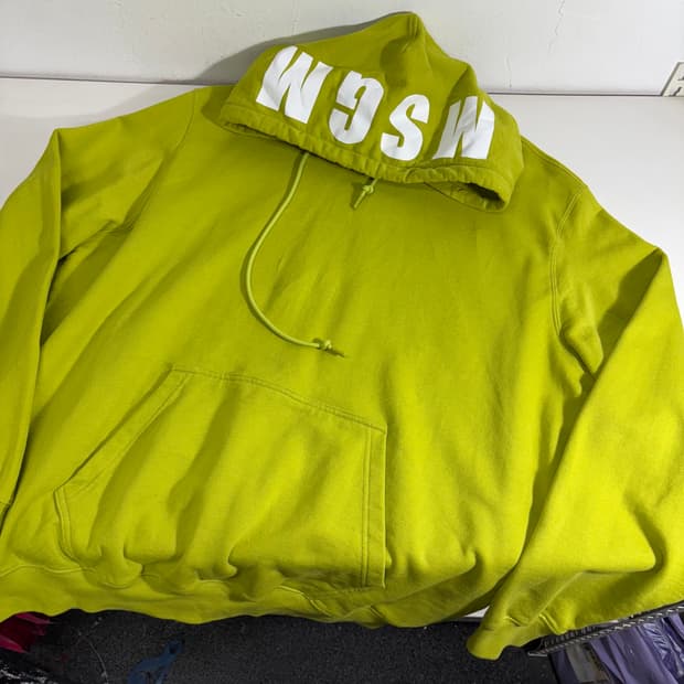 105 MSGM 겨자 후드로고 오버핏 후드티