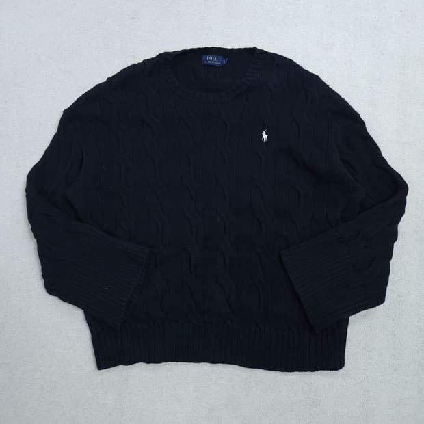 폴로 랄프 로렌 케이블 니트 XL 블랙