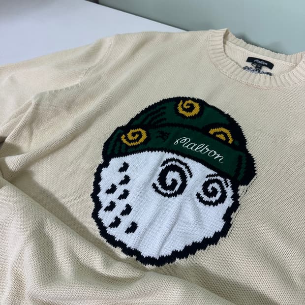 M 100 말본골프 아이보리 루즈핏 라운드면니트