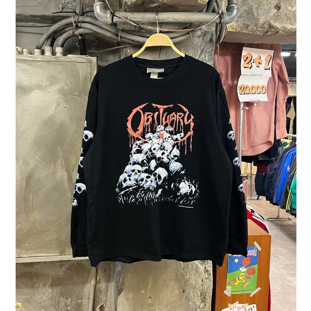 빈티지 프린팅 긴팔티 블랙 3XL #csz3140