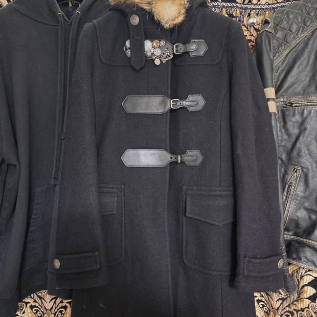 [정품 급매] 프라다 그라데이션 레더 퍼 후드  더플 코트 Xs