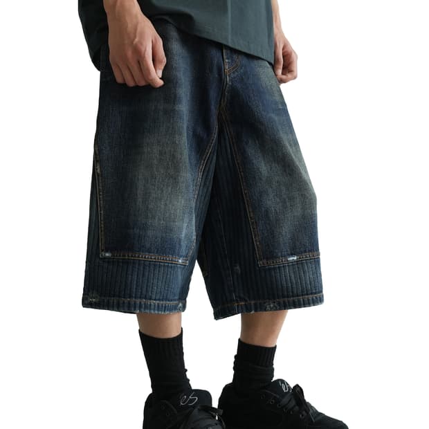 FAR TWO-TONE DENIM BERMUDA PANTS