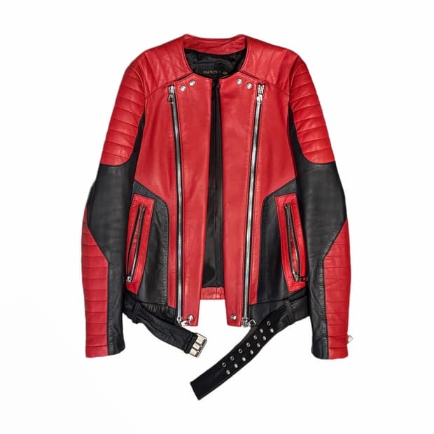 AW15 Balmain x H&M Red Biker Jacket