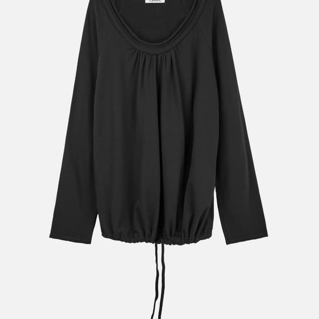 세릭 라운드 헴 스트링 탑 차콜