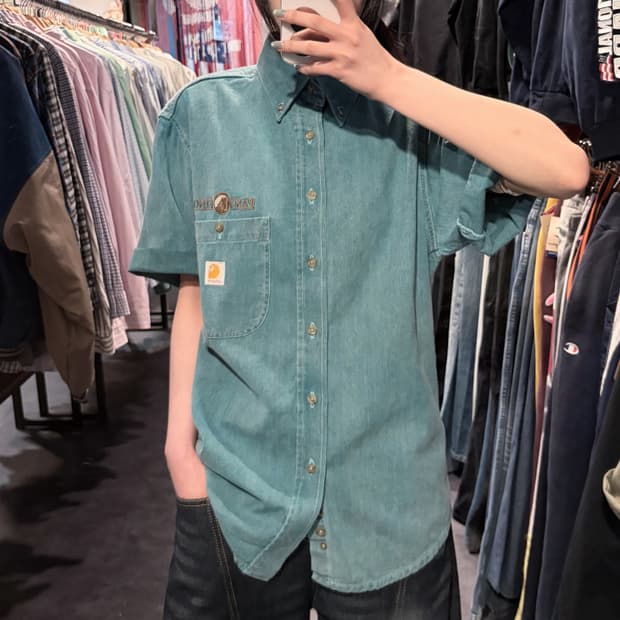 [IM] Carhartt 칼하트 반팔 셔츠 데님 민트 블루