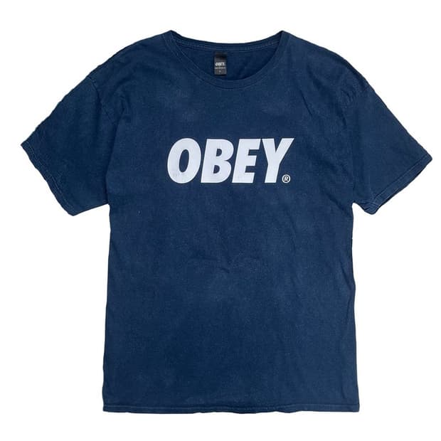 OBEY 빅로고 프린팅 티셔츠 네이비 L