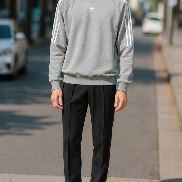 아디다스 삼선 맨투맨 회색_S