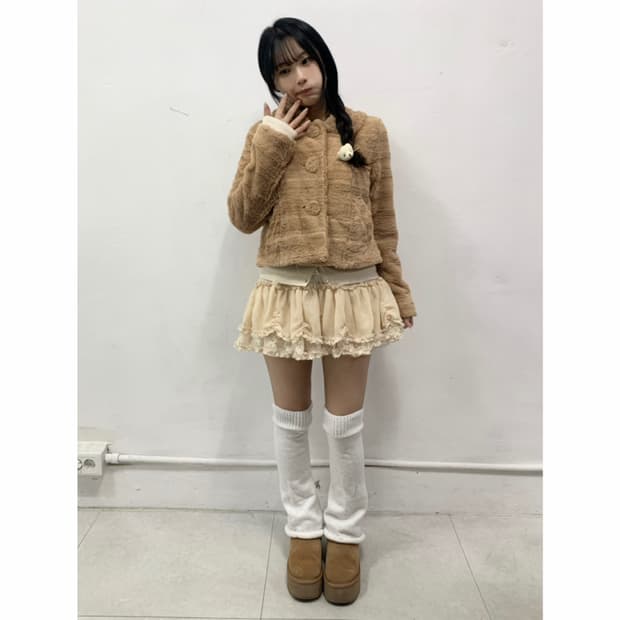 [INGNI] 잉그니 라떼갸루 폭닥 퍼 숏코트