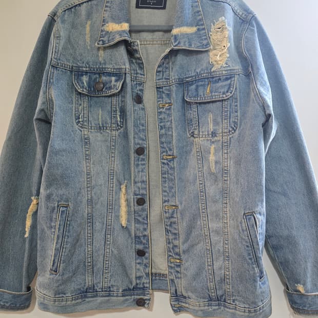 DETAIL 데미지 데님 청자켓 L