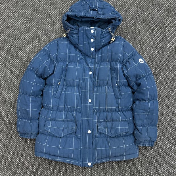 아디다스 체크 패딩 블루