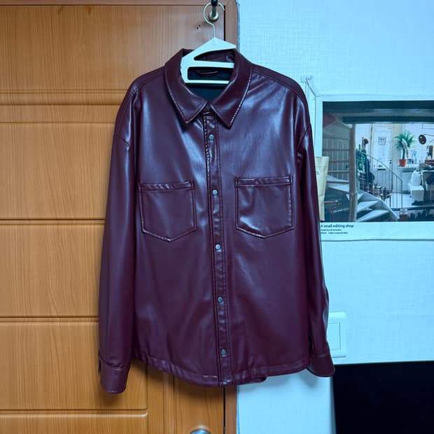 자라 버건디 에코레더자켓 