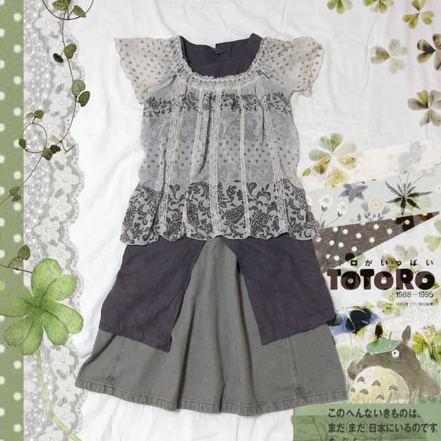 Japanese Vintage 𓋼 초코나무숲 모리걸 코디 세트 3p