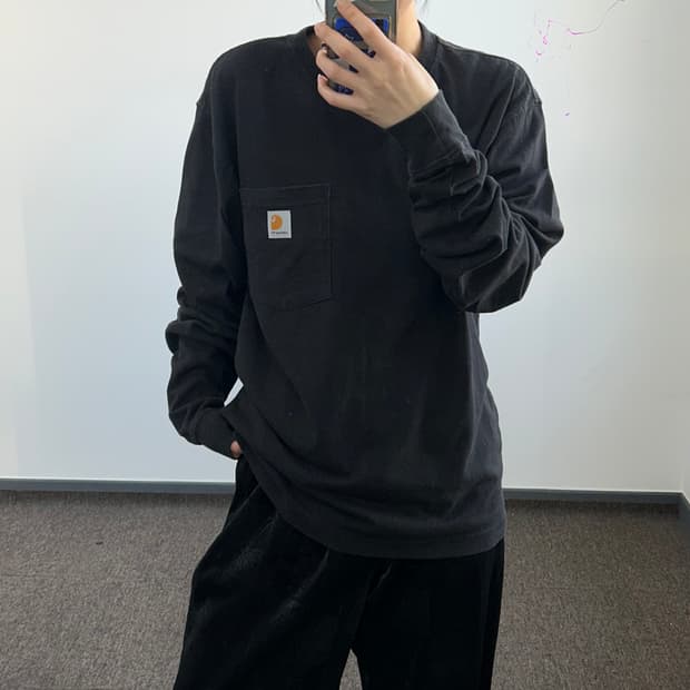 Carhartt 칼하트 원포켓 블랙 롱슬리브  