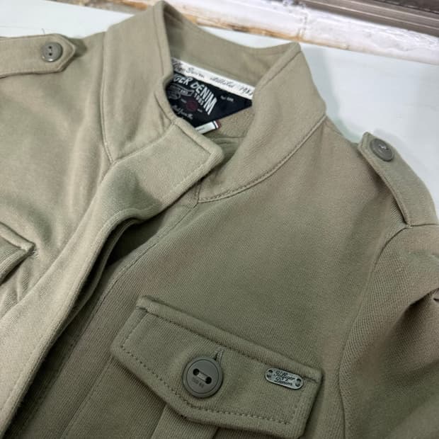 우먼L 타미힐피거 데님 베이지 허리스트링 스웻 야상자켓