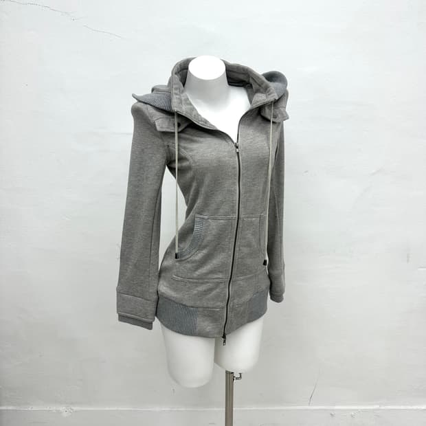 grey glitter hood jacket