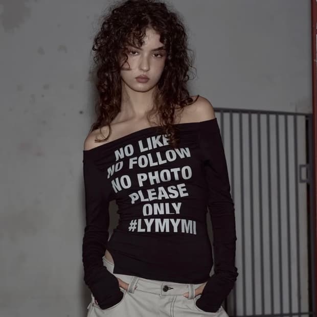 플리즈노팔로우 플노팔 kacy lettering long 오프숄더